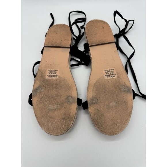 BANANA REPUBLIC Leather Espadrille Gladiator Flat Sandals Black SIZE 7.5 - Picture 5 of 5